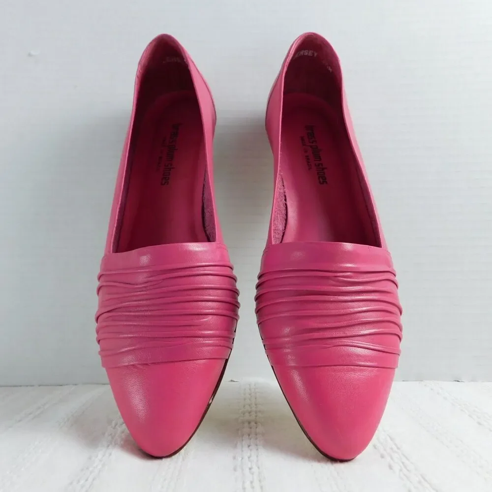Brass Plum Shoes Nordstrom NEW 7-7.5 Vintage Hot Pink Flats Fuchsia Leather 8.5